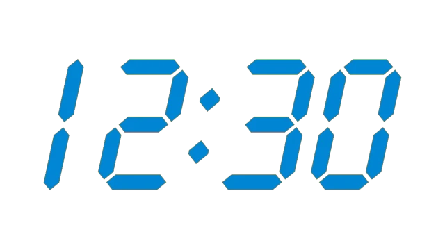 Uporaba dvopičja v uri. Na sliki je prikazan čas 12:30.